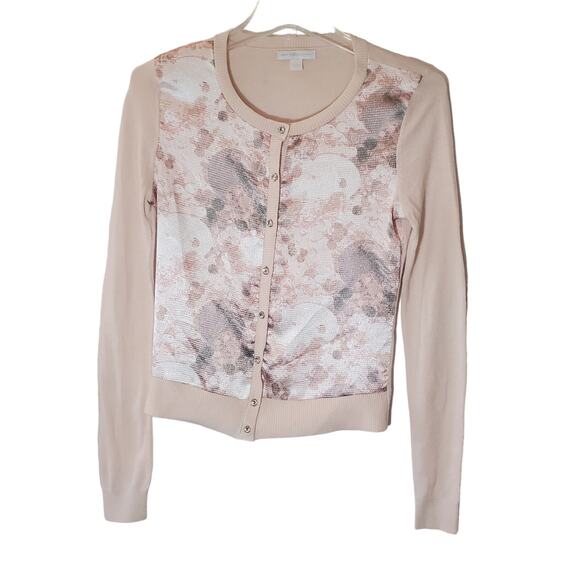 New York & Company Blush Abstract Print Button Front Cardigan Sweater Size XS - Picture 1 of 6